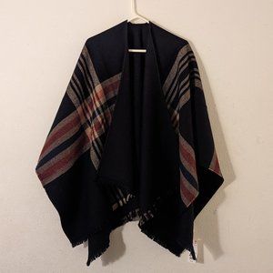 Uniqlo 2 Way BlackStole Checkered, Red & Beige, Fringe Poncho, NWT, Scarf & Wrap
